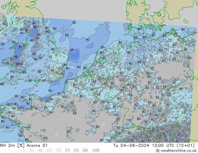 RH 2m Arome 01 Ter 04.06.2024 13 UTC