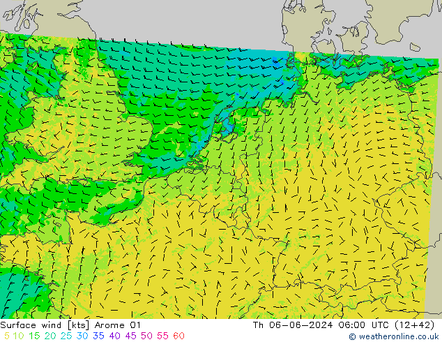 Bodenwind Arome 01 Do 06.06.2024 06 UTC