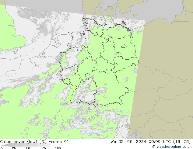 Bulutlar (düşük) Arome 01 Çar 05.06.2024 00 UTC