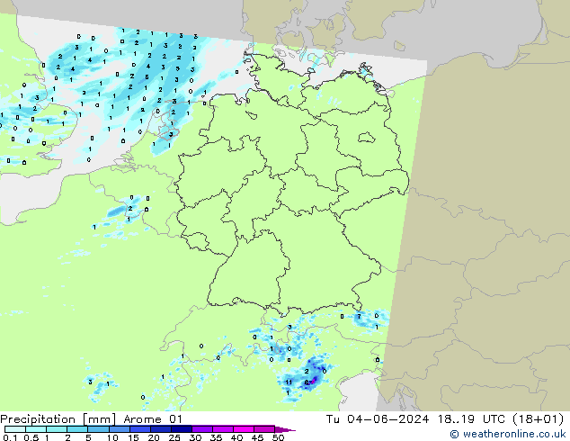 Precipitation Arome 01 Tu 04.06.2024 19 UTC