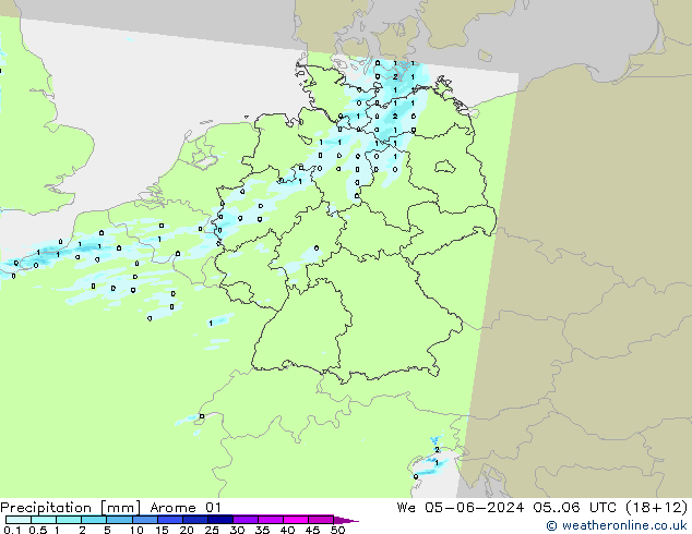 Precipitación Arome 01 mié 05.06.2024 06 UTC