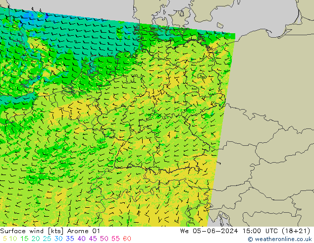 Bodenwind Arome 01 Mi 05.06.2024 15 UTC