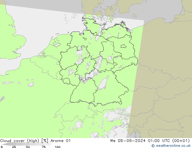 Bulutlar (yüksek) Arome 01 Çar 05.06.2024 01 UTC