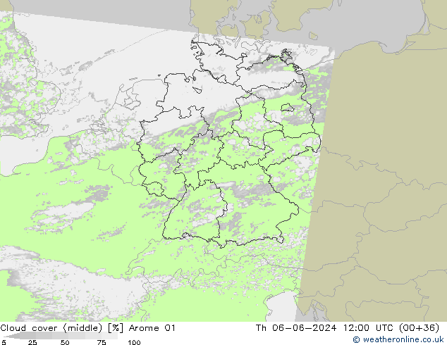Nubes medias Arome 01 jue 06.06.2024 12 UTC