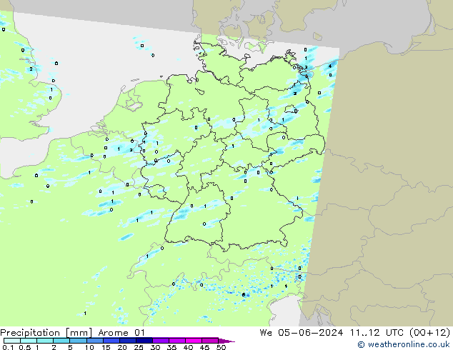 降水 Arome 01 星期三 05.06.2024 12 UTC