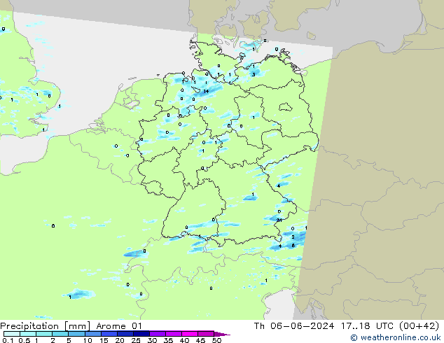 Niederschlag Arome 01 Do 06.06.2024 18 UTC