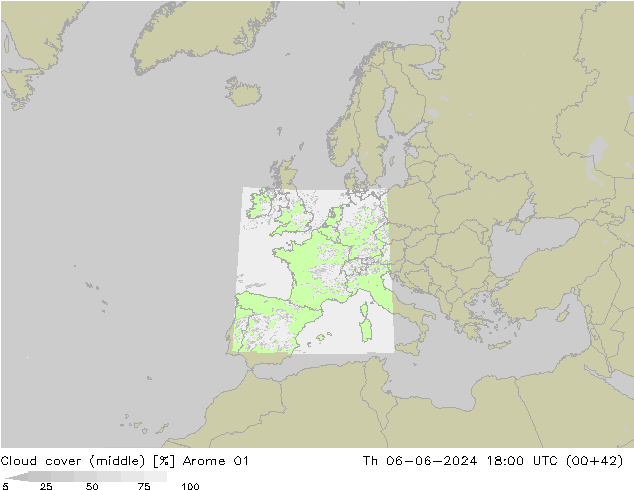 Nubes medias Arome 01 jue 06.06.2024 18 UTC