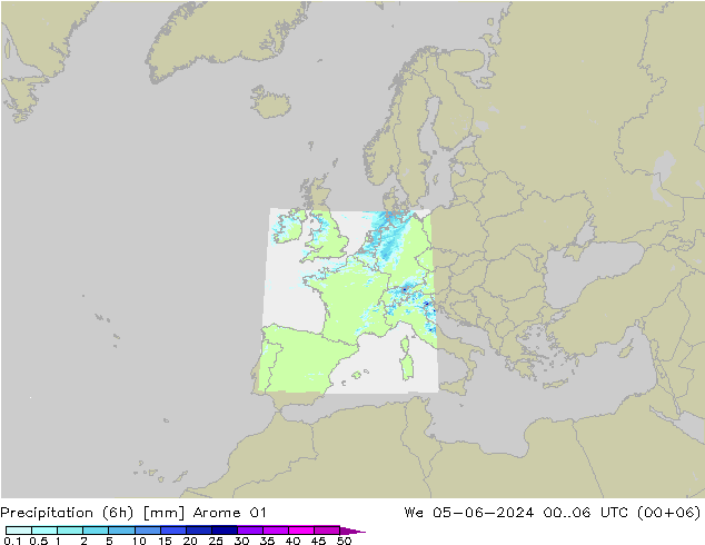 Precipitação (6h) Arome 01 Qua 05.06.2024 06 UTC
