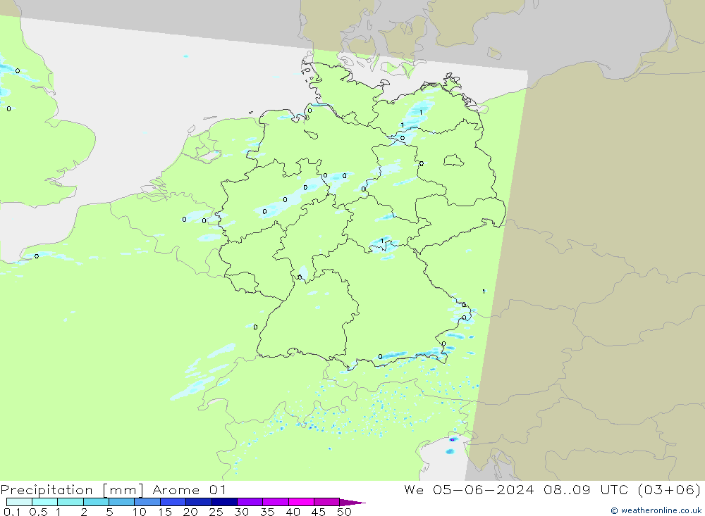 Precipitazione Arome 01 mer 05.06.2024 09 UTC