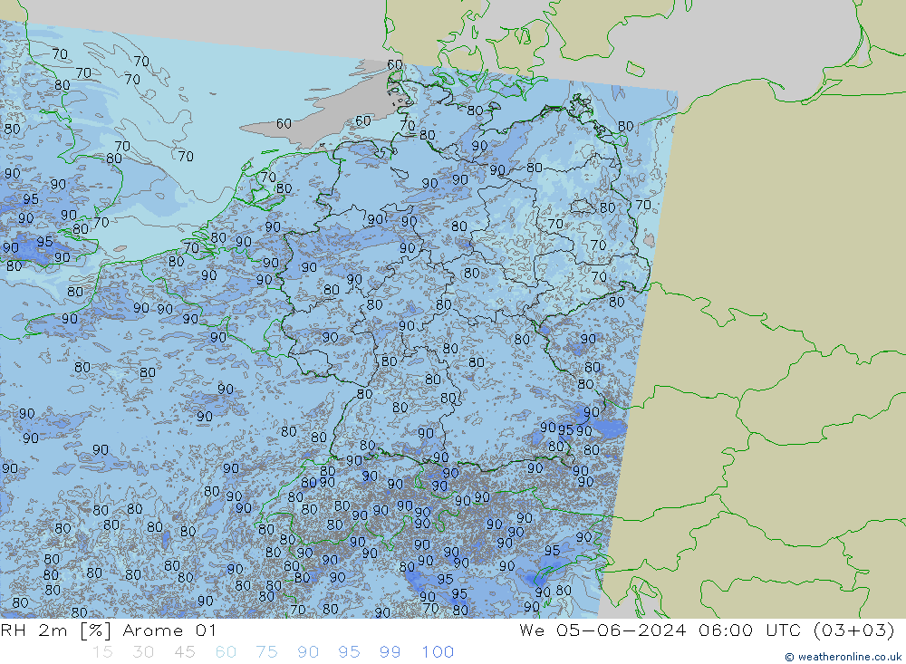 RH 2m Arome 01 Mi 05.06.2024 06 UTC