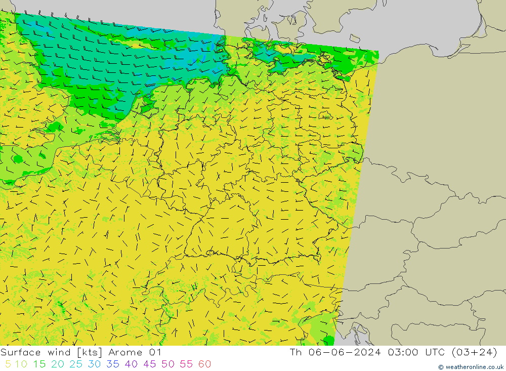 Surface wind Arome 01 Th 06.06.2024 03 UTC