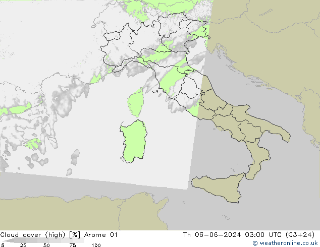 Bewolking (Hoog) Arome 01 do 06.06.2024 03 UTC