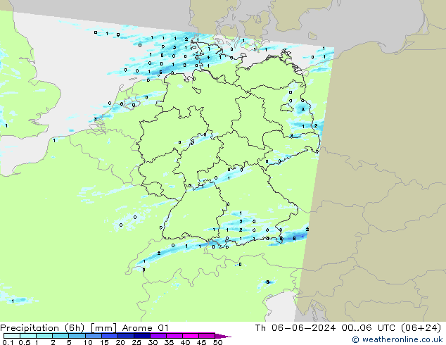 opad (6h) Arome 01 czw. 06.06.2024 06 UTC