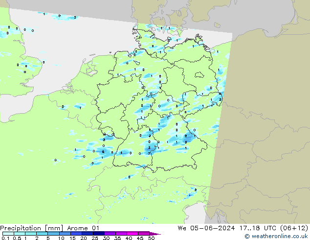 Srážky Arome 01 St 05.06.2024 18 UTC