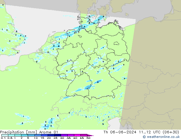 Srážky Arome 01 Čt 06.06.2024 12 UTC