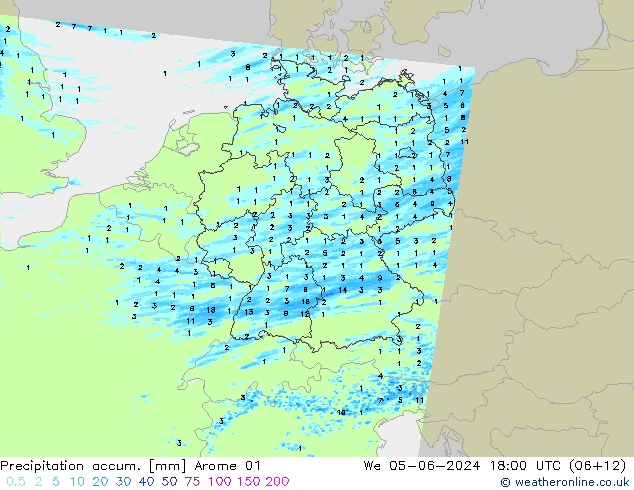 Totale neerslag Arome 01 wo 05.06.2024 18 UTC