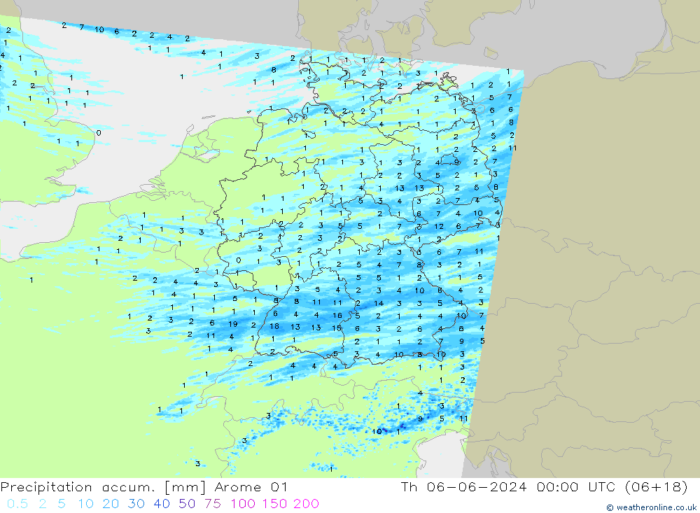 Précipitation accum. Arome 01 jeu 06.06.2024 00 UTC