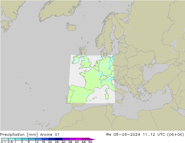 Niederschlag Arome 01 Mi 05.06.2024 12 UTC