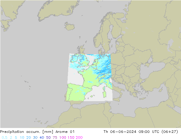 Precipitation accum. Arome 01 Qui 06.06.2024 09 UTC