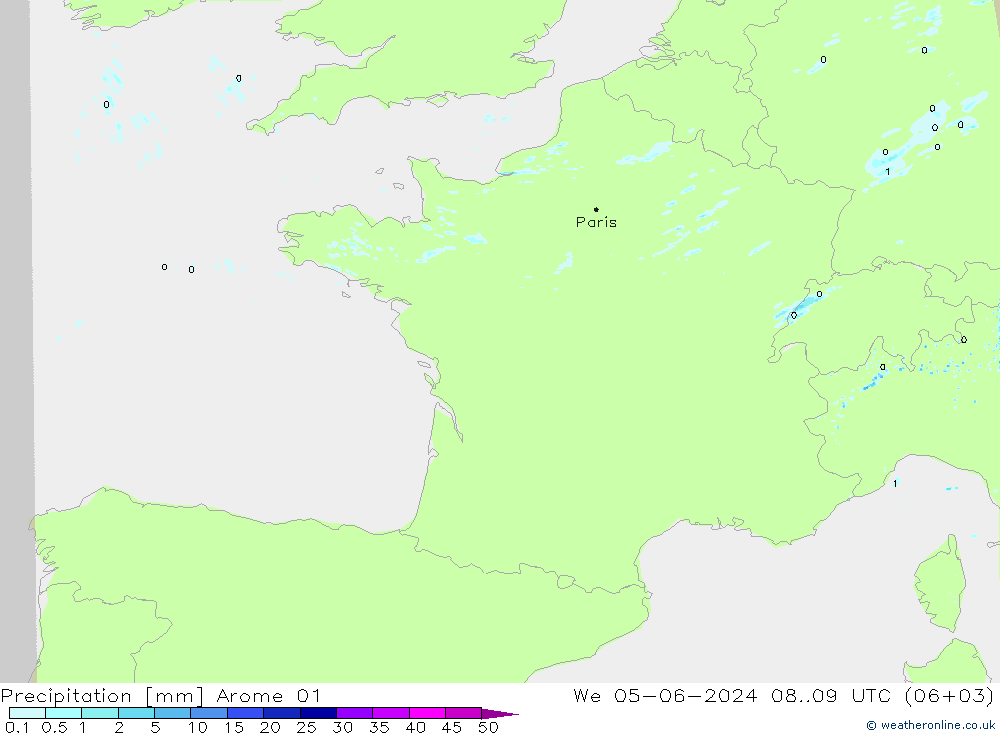 Precipitation Arome 01 We 05.06.2024 09 UTC