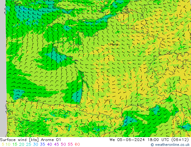 Bodenwind Arome 01 Mi 05.06.2024 18 UTC