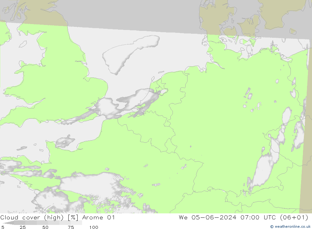 Wolken (hohe) Arome 01 Mi 05.06.2024 07 UTC