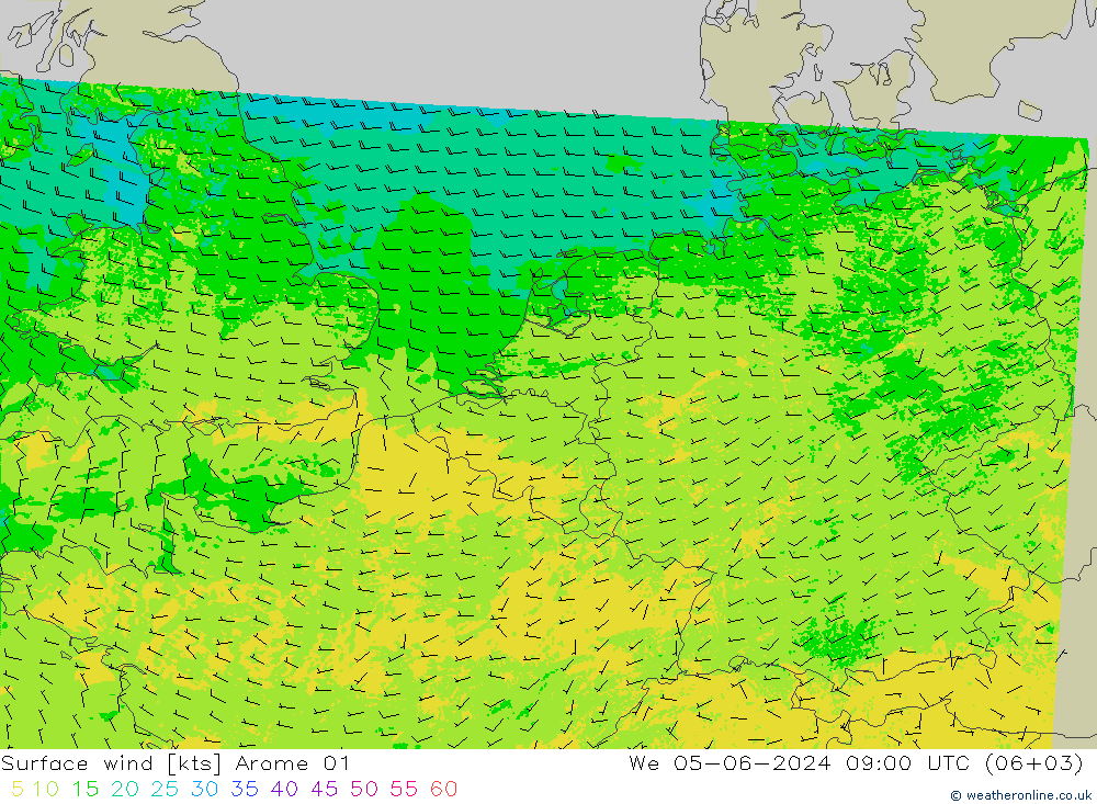  10 m Arome 01  05.06.2024 09 UTC