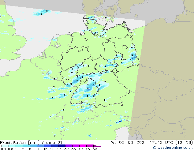 Srážky Arome 01 St 05.06.2024 18 UTC