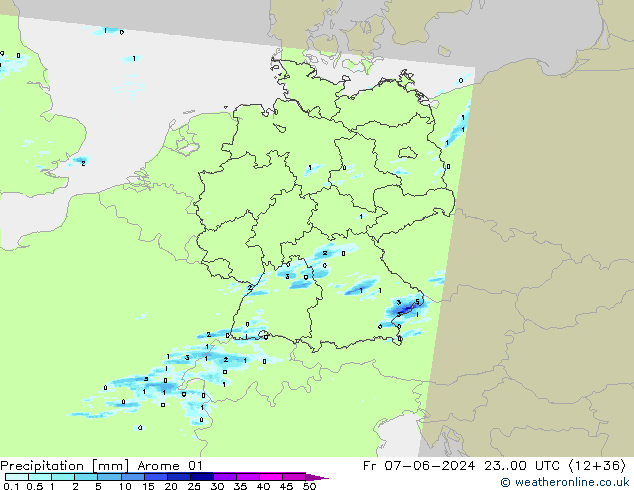 Precipitación Arome 01 vie 07.06.2024 00 UTC