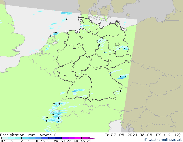 Niederschlag Arome 01 Fr 07.06.2024 06 UTC