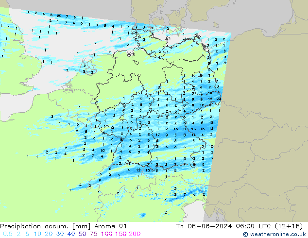 Precipitation accum. Arome 01 Qui 06.06.2024 06 UTC