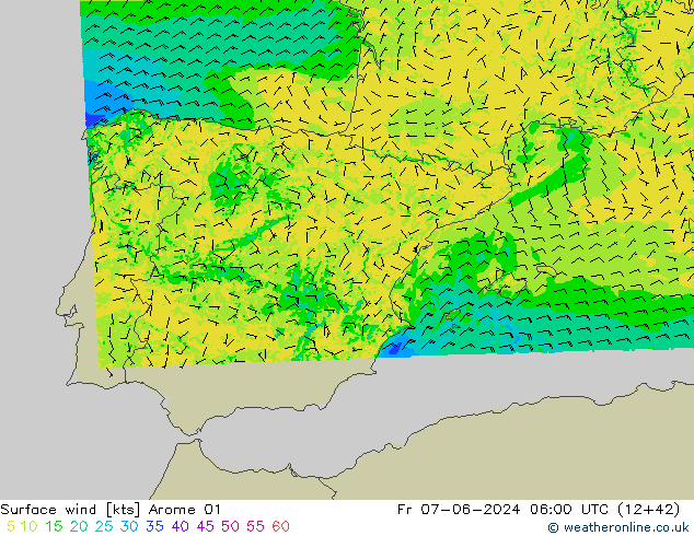 Vent 10 m Arome 01 ven 07.06.2024 06 UTC