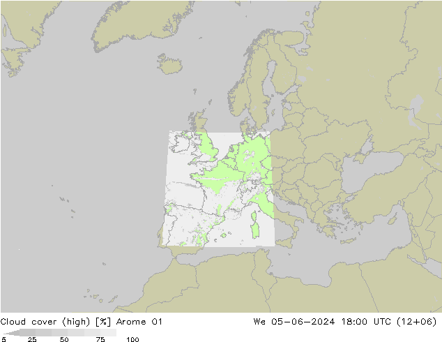 zachmurzenie (wysokie) Arome 01 śro. 05.06.2024 18 UTC