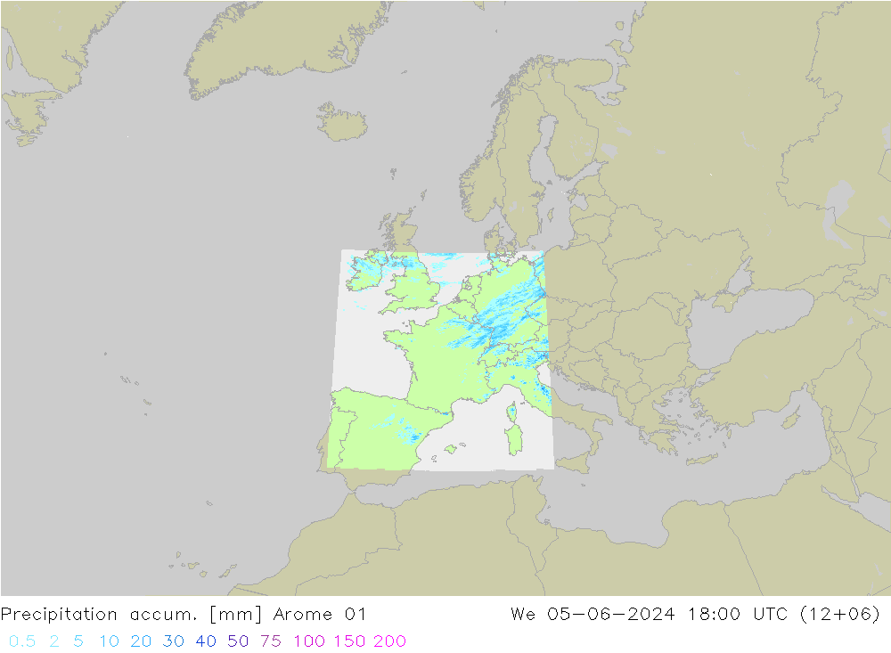 Precipitation accum. Arome 01  05.06.2024 18 UTC