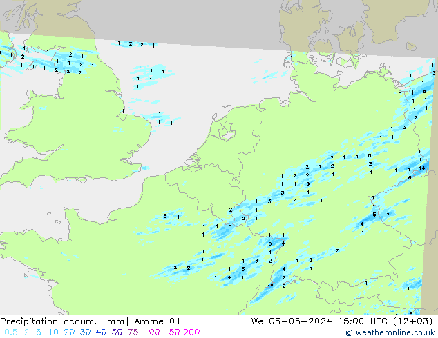 Nied. akkumuliert Arome 01 Mi 05.06.2024 15 UTC