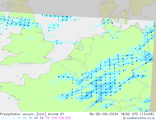 Nied. akkumuliert Arome 01 Mi 05.06.2024 18 UTC