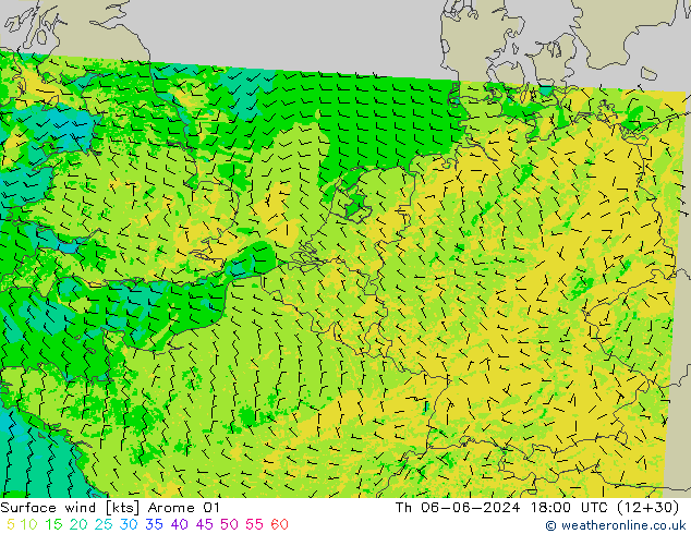 Bodenwind Arome 01 Do 06.06.2024 18 UTC