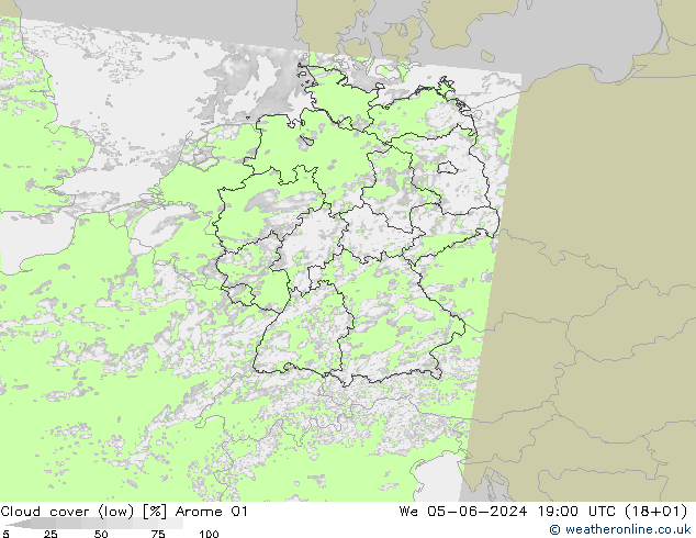 zachmurzenie (niskie) Arome 01 śro. 05.06.2024 19 UTC