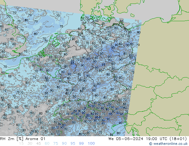 RH 2m Arome 01 ср 05.06.2024 19 UTC