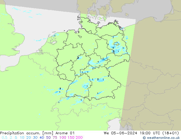 Toplam Yağış Arome 01 Çar 05.06.2024 19 UTC