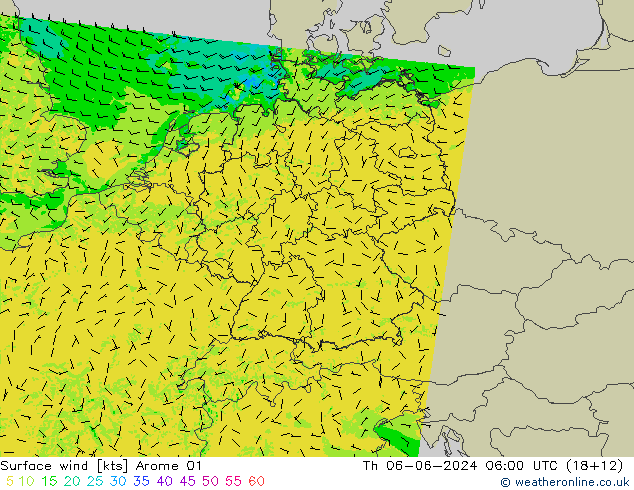 Surface wind Arome 01 Th 06.06.2024 06 UTC