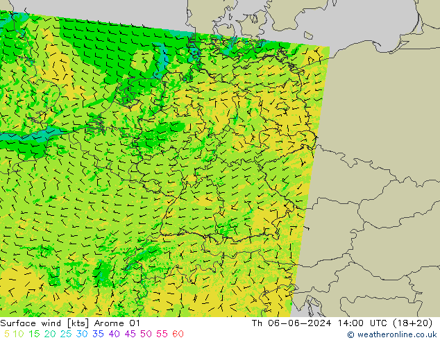 Bodenwind Arome 01 Do 06.06.2024 14 UTC