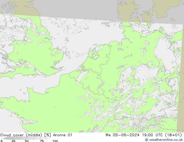 Nuages (moyen) Arome 01 mer 05.06.2024 19 UTC