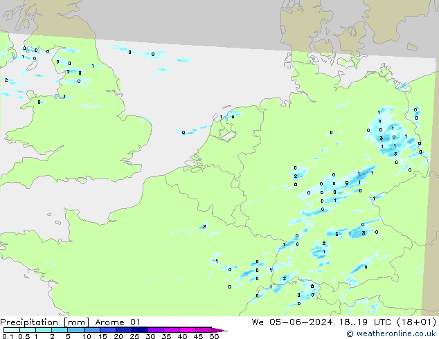 Precipitation Arome 01 We 05.06.2024 19 UTC