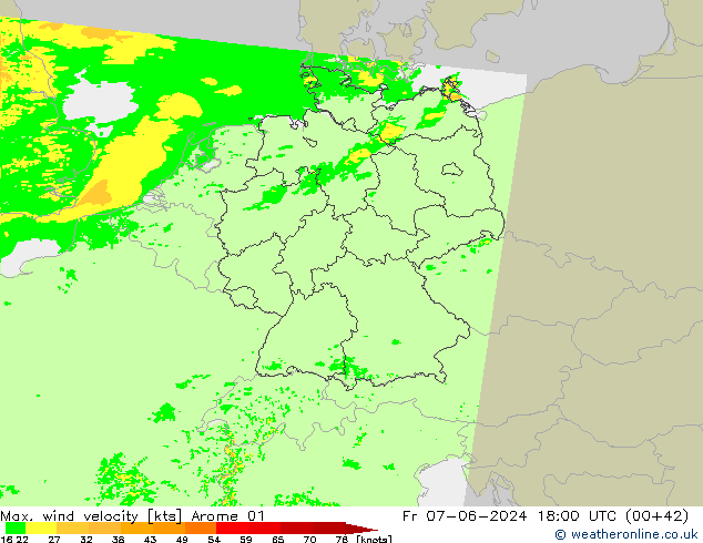 Windböen Arome 01 Fr 07.06.2024 18 UTC