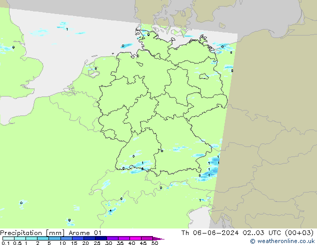 Precipitation Arome 01 Th 06.06.2024 03 UTC