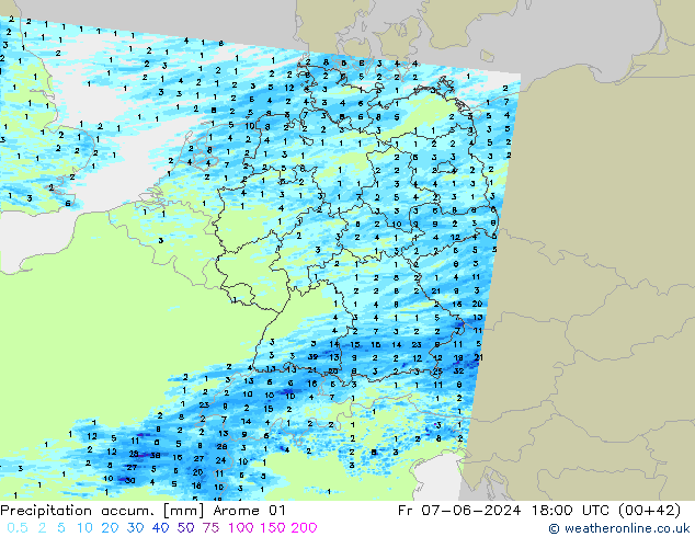 Précipitation accum. Arome 01 ven 07.06.2024 18 UTC