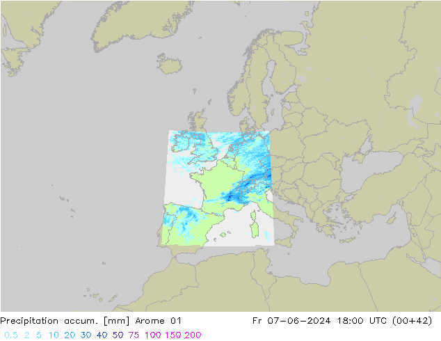 Precipitation accum. Arome 01  07.06.2024 18 UTC