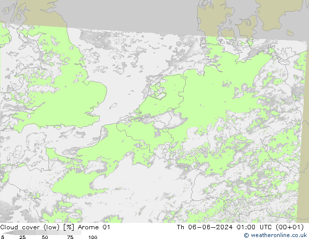 Nubes bajas Arome 01 jue 06.06.2024 01 UTC