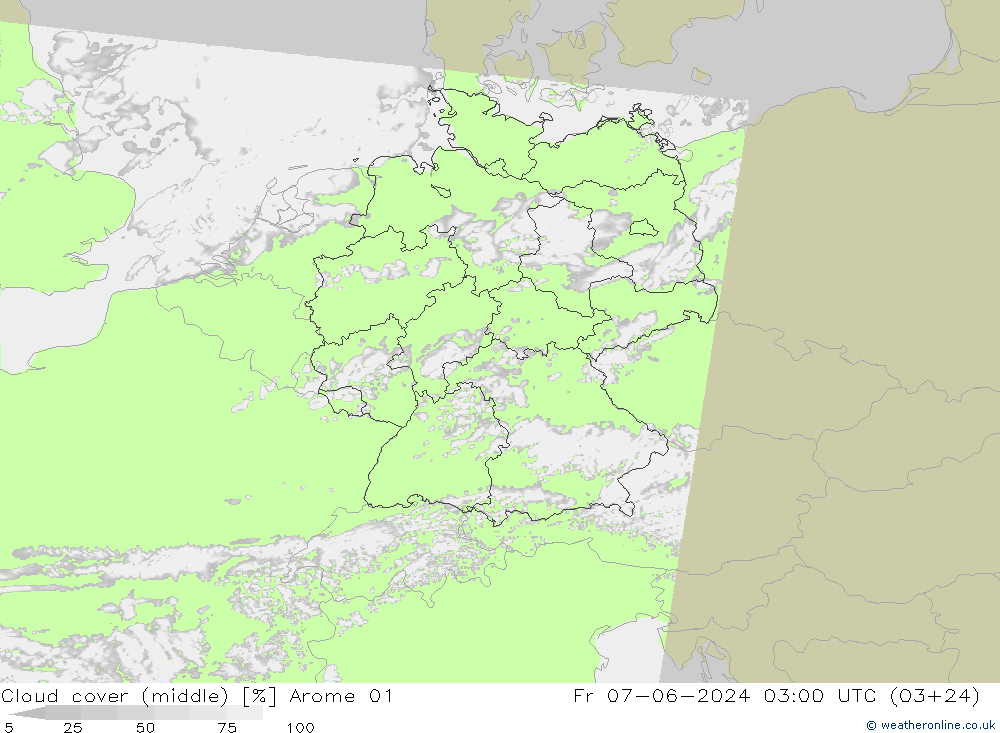 Wolken (mittel) Arome 01 Fr 07.06.2024 03 UTC